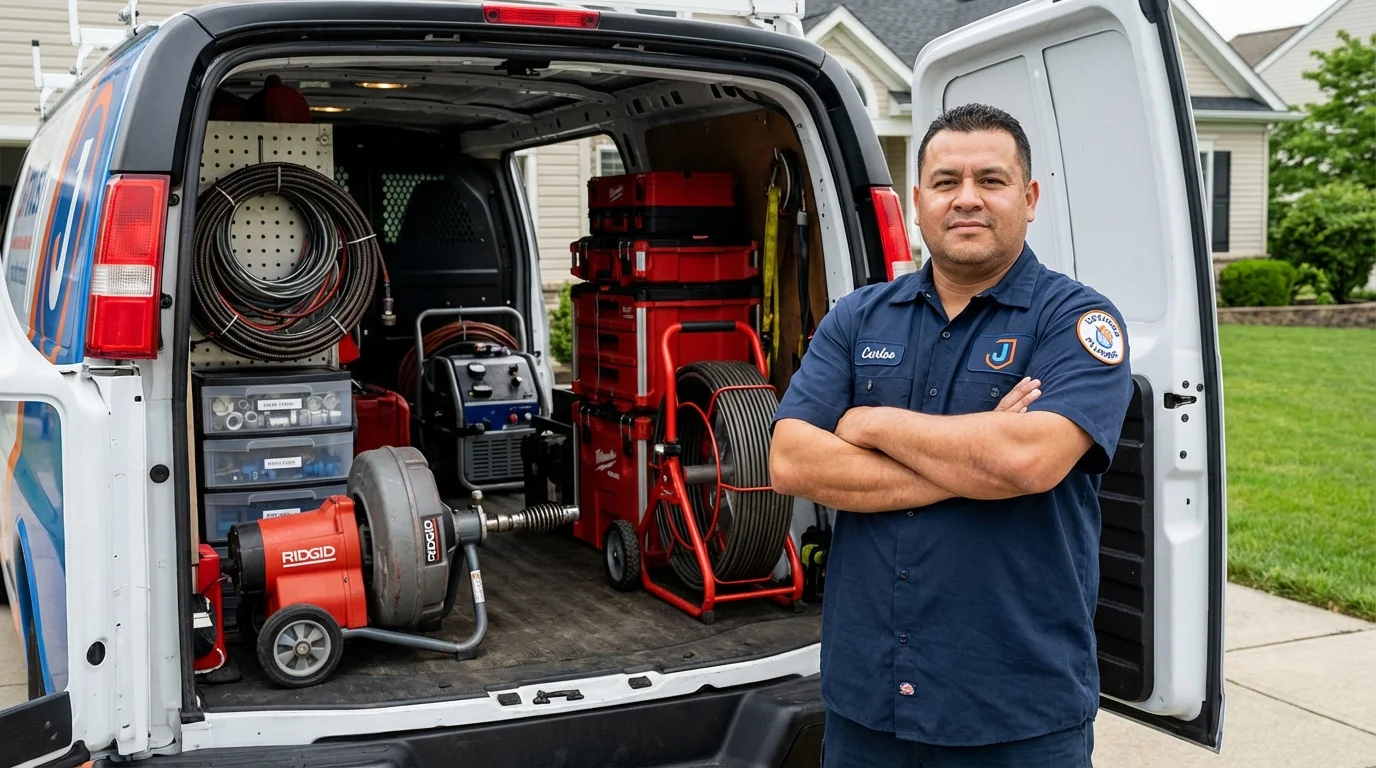 Professional drain cleaning equipment and Johns Plumbing LLC plumber in Highlands