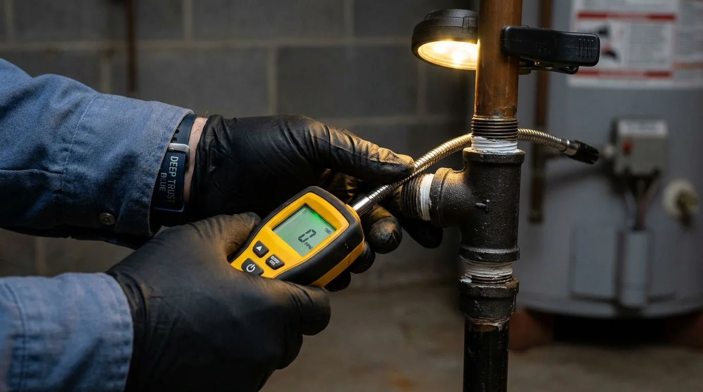 Gas leak detection with electronic sniffer by Johns Plumbing LLC in Highlands